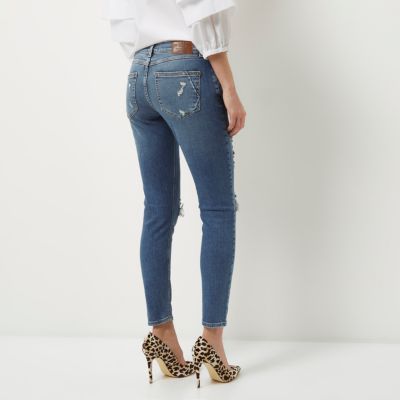 Mid blue Alannah relaxed ripped skinny jeans